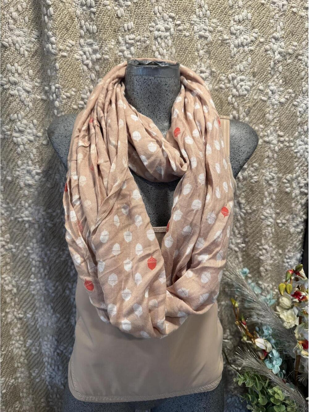 New Ann Taylor LOFT Infinity Acorn Scarf peachy rayon